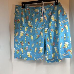 Tommy Bahama‎ Swim Trunk Shorts Men's Horizon Blue Cocktails Logo Size XXL